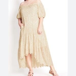 NWT Refinity City Chic Women's Sweet Love Embroidered Dress - Ivory Size Medium